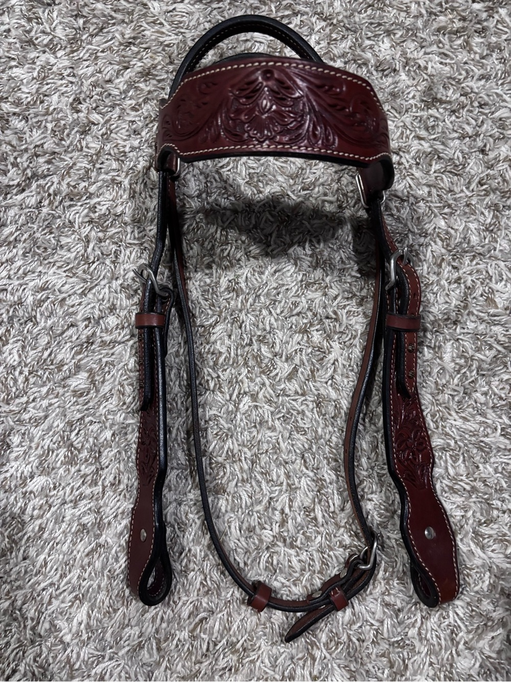 Floral Tooled Leather Western Headstall